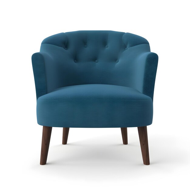 Cadeira moderna azul sobre fundo branco