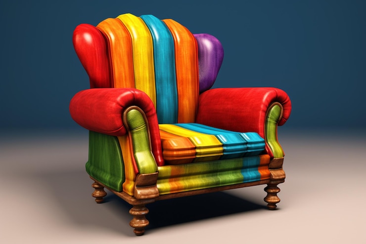 Foto cadeira moderna de renderização 3d com bases metálicas colecionáveis