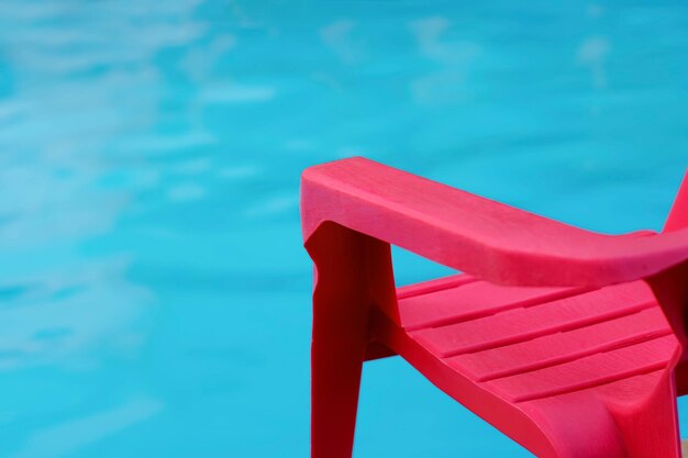 Foto cadeira rosa vazia à beira da piscina