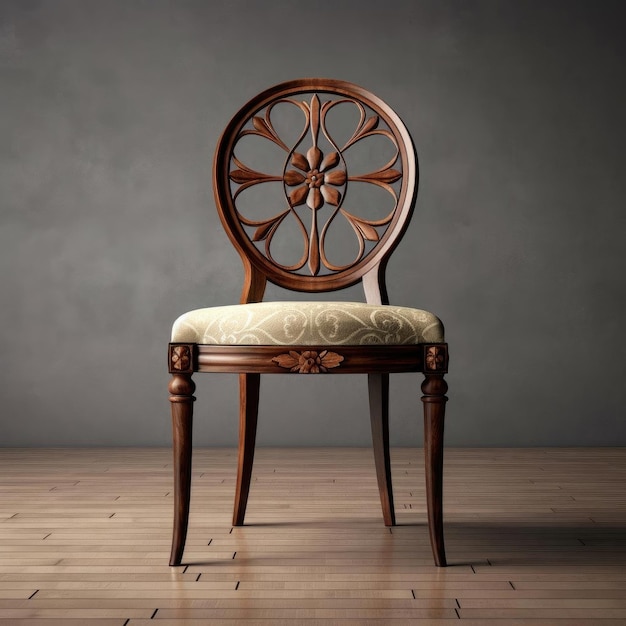 Foto cadeira vintage em uma mobília vintage de fundo escuro
