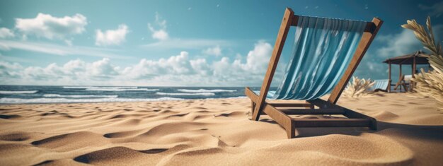 Cadeiras na praia de areia perto do mar Férias de verão e conceito de férias para o turismo