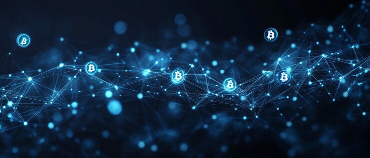 Foto la cadena de bloques de la web descentralizada y la criptomoneda