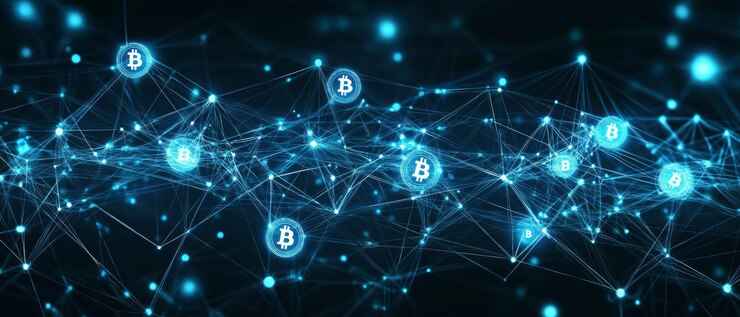 Foto la cadena de bloques de la web descentralizada y la criptomoneda