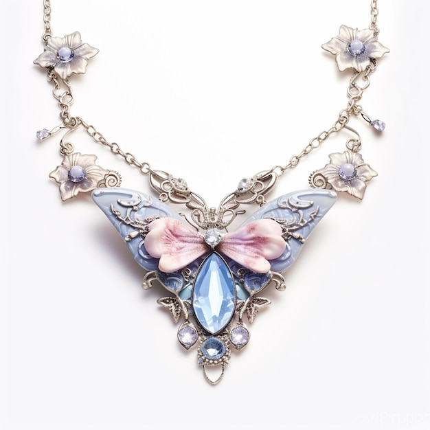 Cadena de collar de flores de amor de mariposa en el estilo de pastel Imagen generada por IA