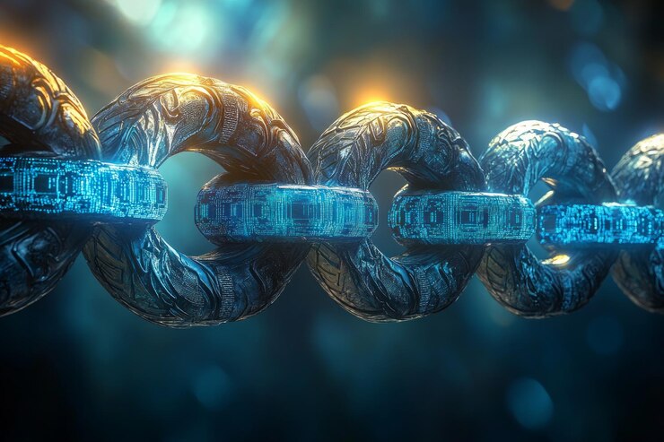 Foto la cadena de confianza blockchain y la criptomoneda