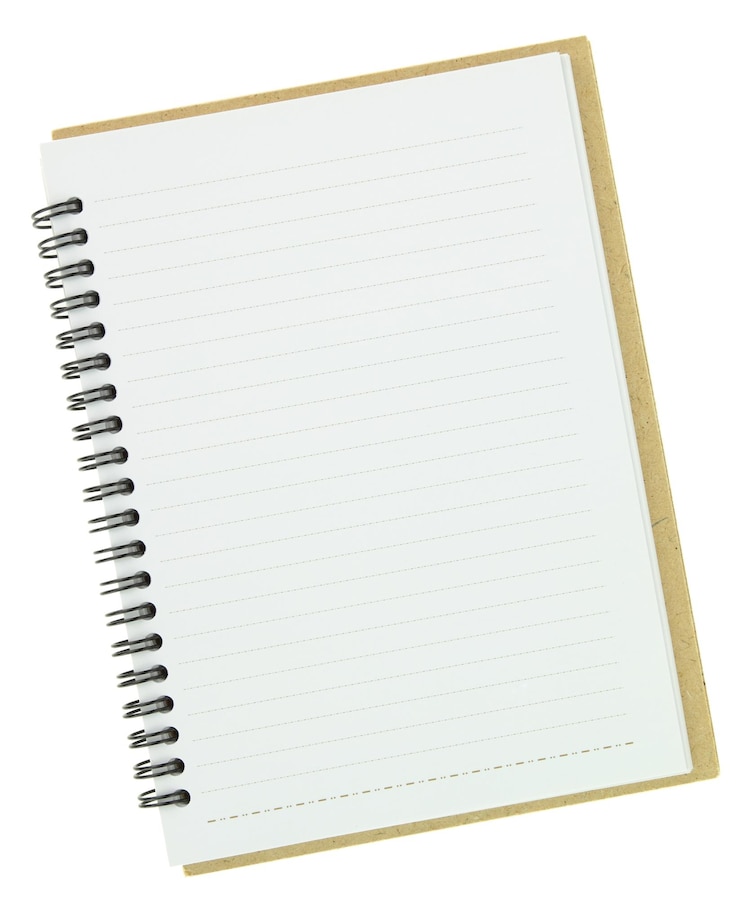 Foto caderno aberto em branco isolado no fundo branco