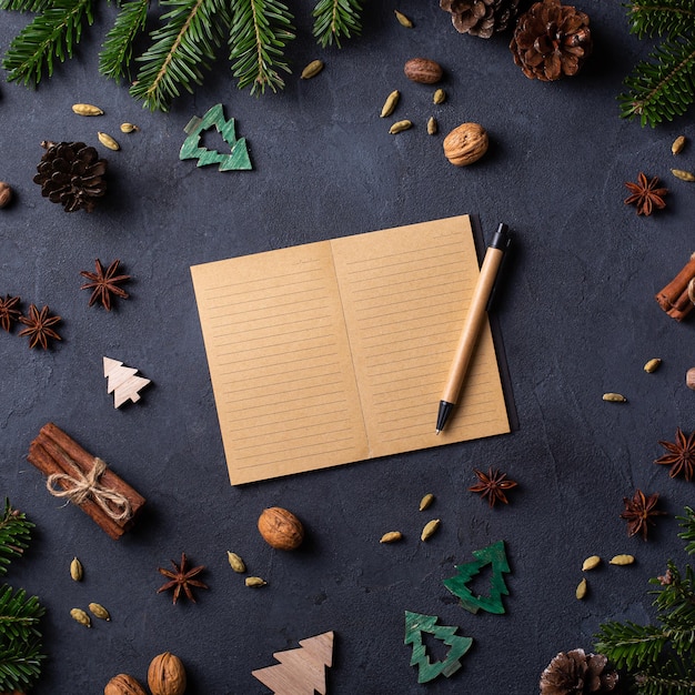 Caderno de conceito de Natal com carta para o papai noel