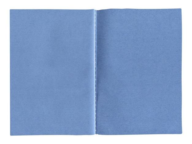 Foto caderno de papel azul isolado no fundo branco