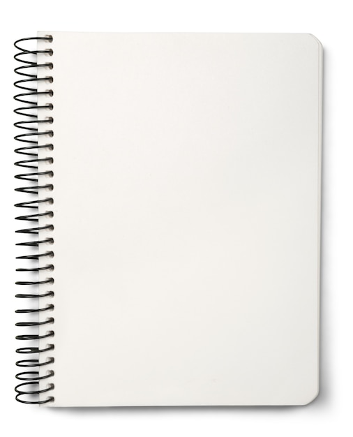 Caderno em branco em um fundo branco