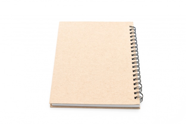 Caderno em branco na parede branca