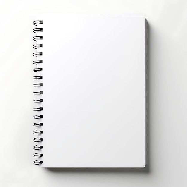 Caderno em branco sobre fundo branco