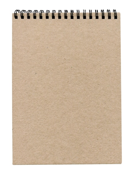 Caderno kraft de capa dura isolado no fundo branco