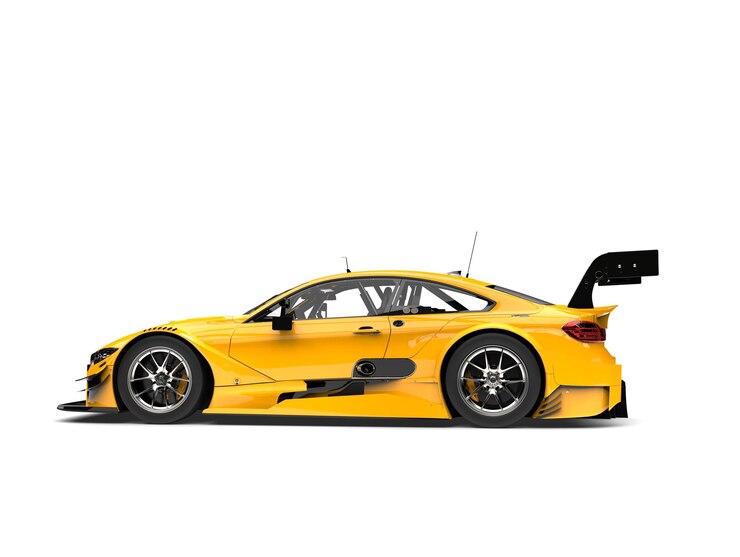 Foto cadmio amarelo moderna super carro vista de lado