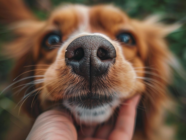 Cães agarrando o focinho com a mão