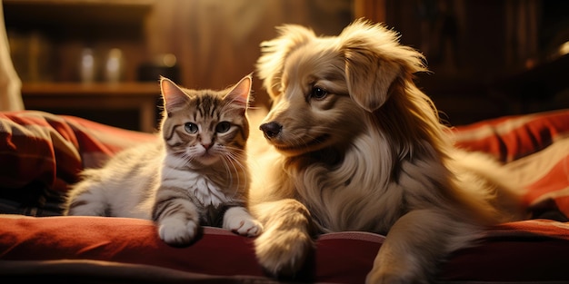 Foto cães e gatos carinhosos