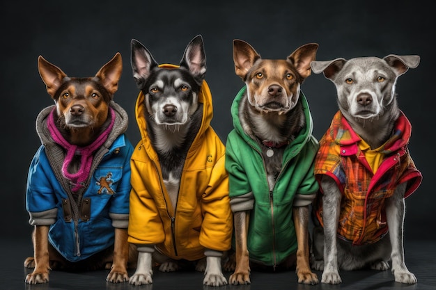 Foto cães elegantes em poses impressionantes num estúdio moderno