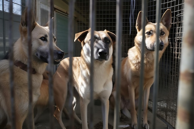 Cães em um abrigo local Ai gerado