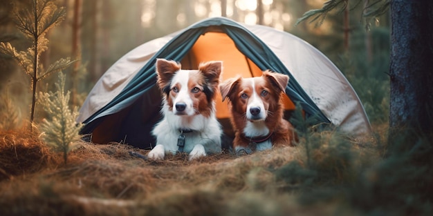 Cães na barraca da floresta Criados com tecnologia de IA generativa