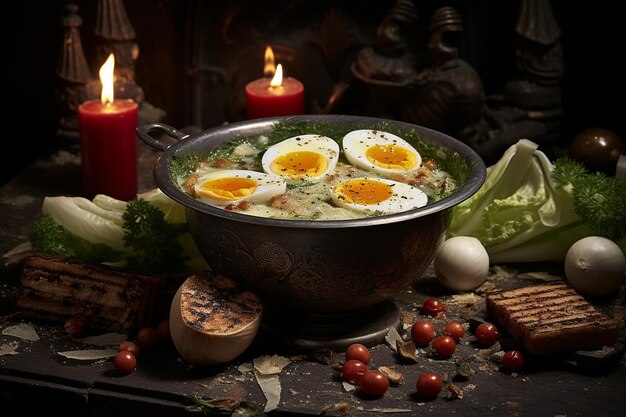 Caesarsalat mit eingelegten Zwiebeln