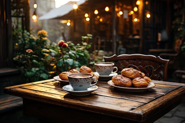 Café acogedor ofrece café y patatas a los clientes IA generativa