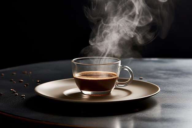 Foto el café al vapor en un plato