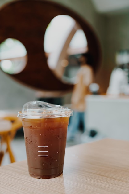 Café americano gelado ou café preto longo