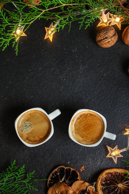 Café, ano novo, plano de fundo natal ou feriado de noel festivo