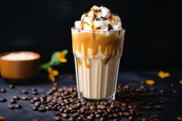 Café batido esponjoso de moda conocido como Iced Dalgona