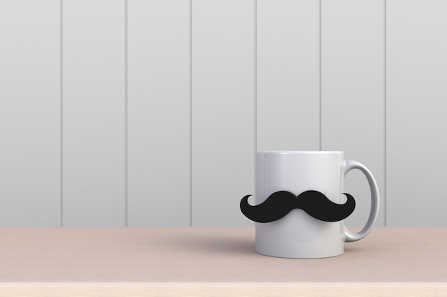 café con bigote en blanco