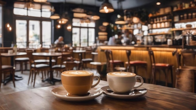 Café borroso y cafetería restutante con el fondo de los clientes