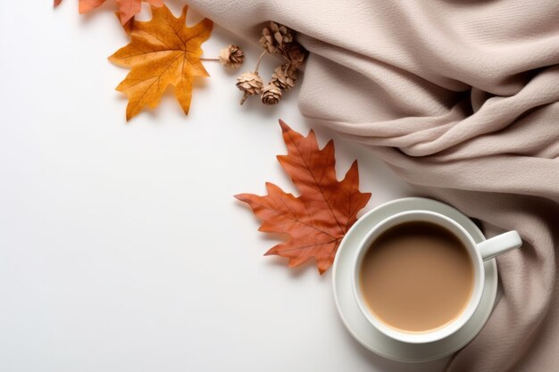 El café de cachemira y la comodidad Un lugar de trabajo inspirado en el otoño