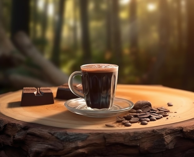 café caliente cerrar publicidad naturaleza belleza ai generado