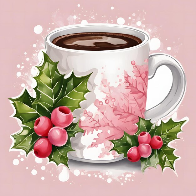 Foto café caliente con navidad