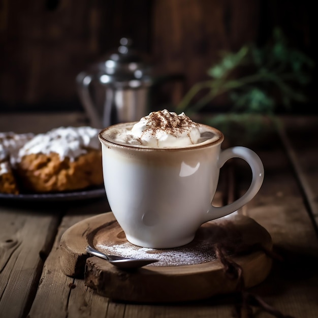 Café caliente en una taza