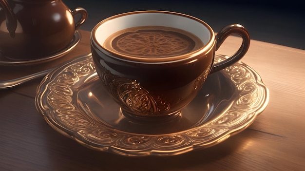 Café caro em uma xícara luxuosa