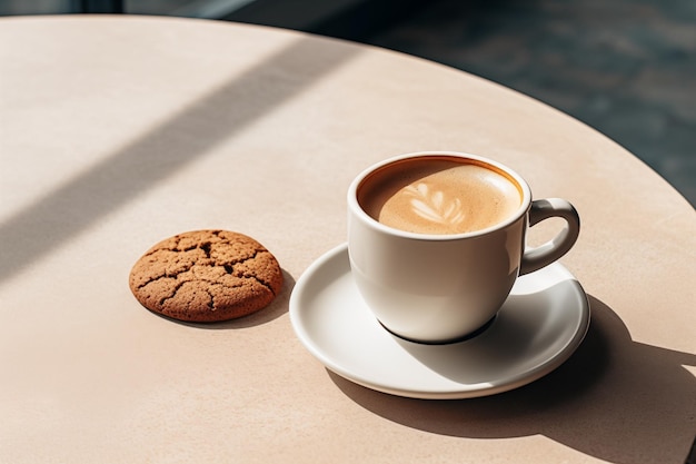 Café com latte e biscoito