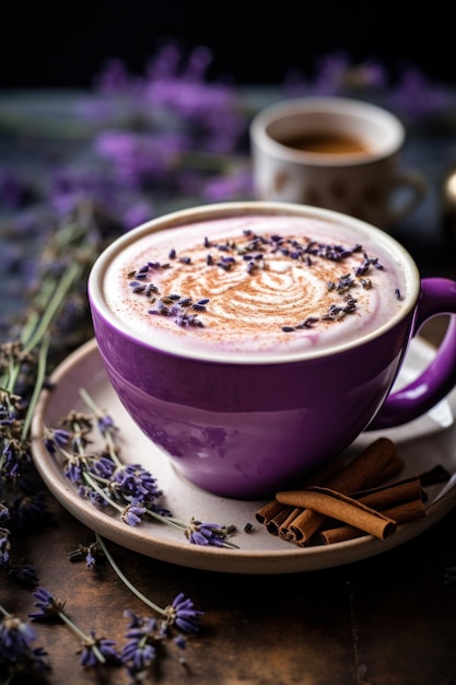 Café com leite picante de lavanda