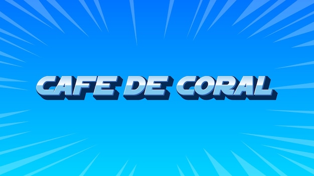 Café de Coral 3D Texto en azul