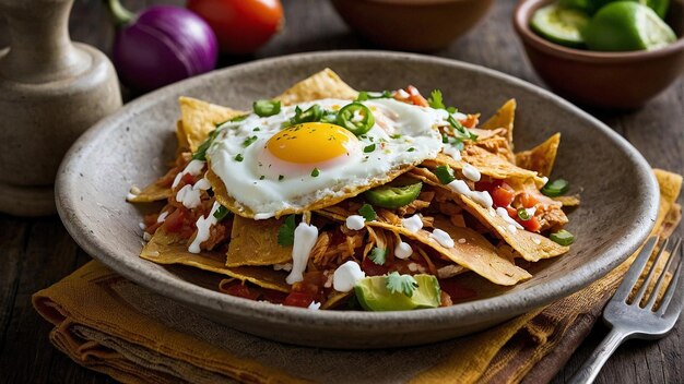 Café da manhã de Chilaquiles com água na boca por IA gerativa