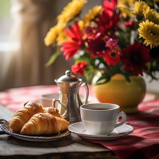 Café da manhã em uma cama em um quarto de hotel