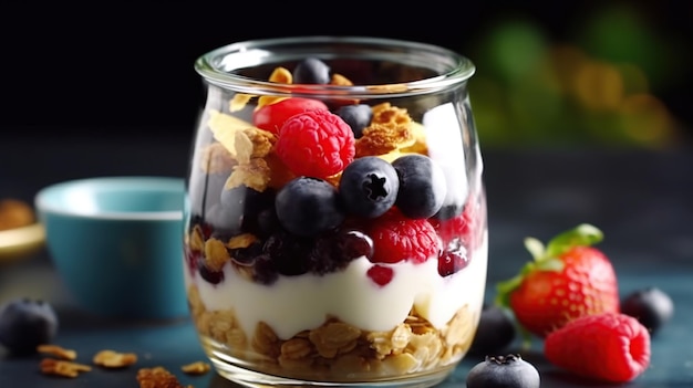 Café da manhã saudável Imagem gerada por IA de granola fresca