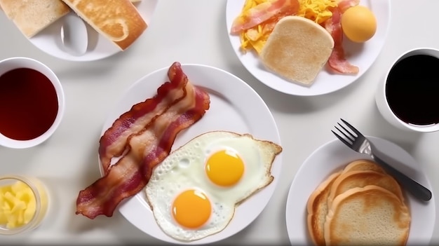 Café da manhã tradicional com ovos Ilustração AI GenerativexA