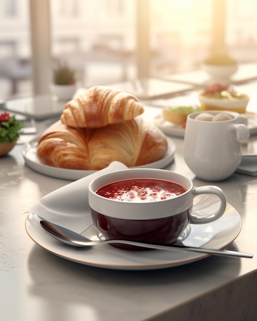Café da manhã turco com queijo simit tomate pepino azeitonas Café da manhã com café em Generative AI