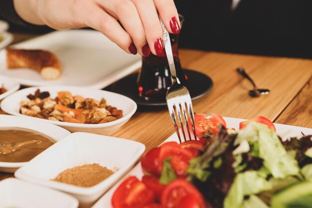 Café da manhã turco rico e delicioso