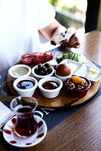 Café da manhã turco rico e delicioso