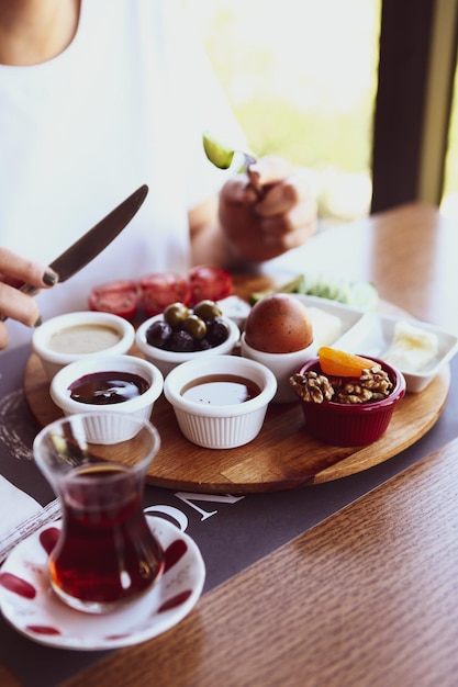 Café da manhã turco rico e delicioso