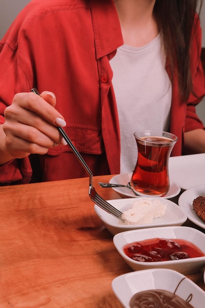 Café da manhã turco rico e delicioso