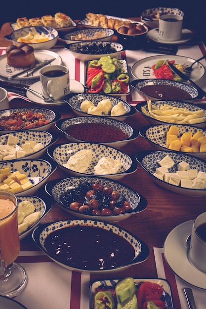 Café da manhã turco rico e delicioso