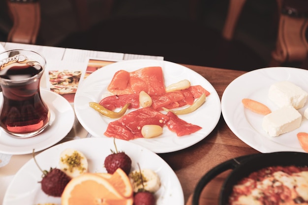 Café da manhã turco rico e delicioso