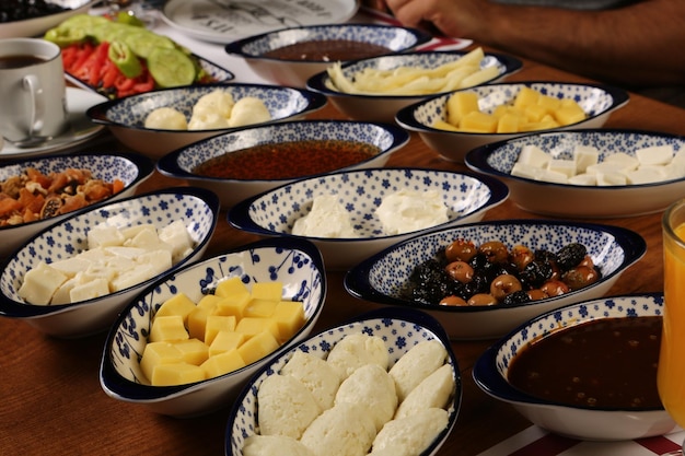 Café da manhã turco rico e delicioso